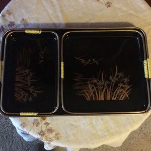 3 piece vintage trays made in Japan